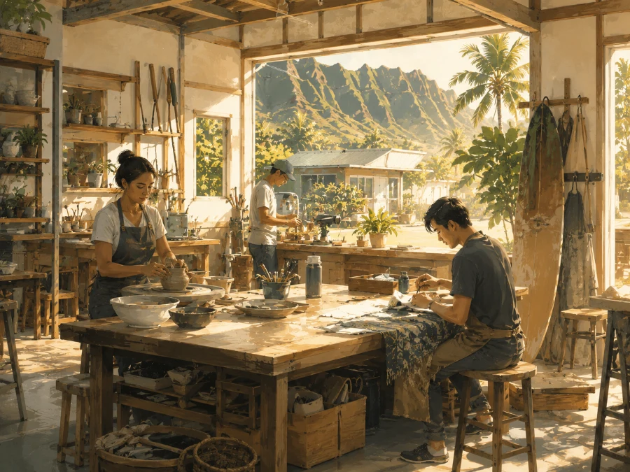 Shared makers workshop with local creators at work